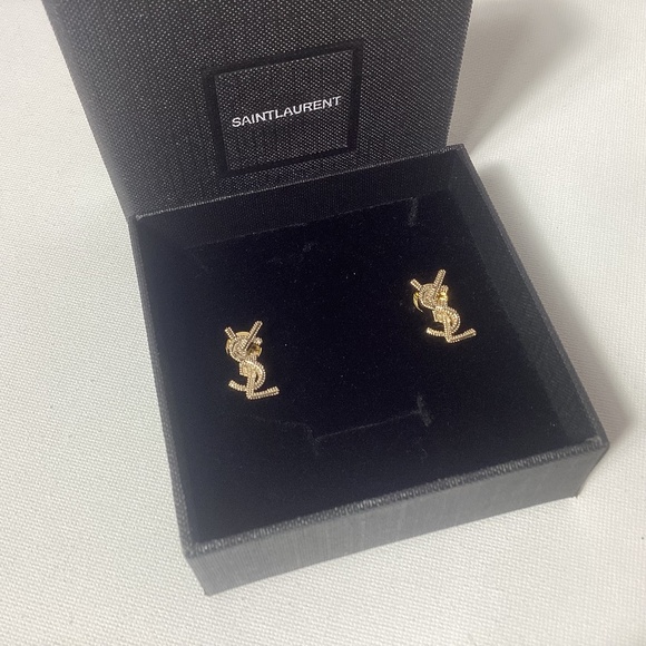 YSL Gold Logo Earrings - Picture 1 of 3